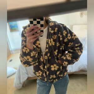 Baevely Purple & Yellow Flower Sherpa Jacket